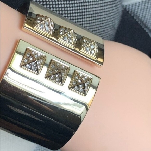 Victoria’s Secret Gold Roman Stud Rhinestone Cuff Bracelet - Picture 2 of 6